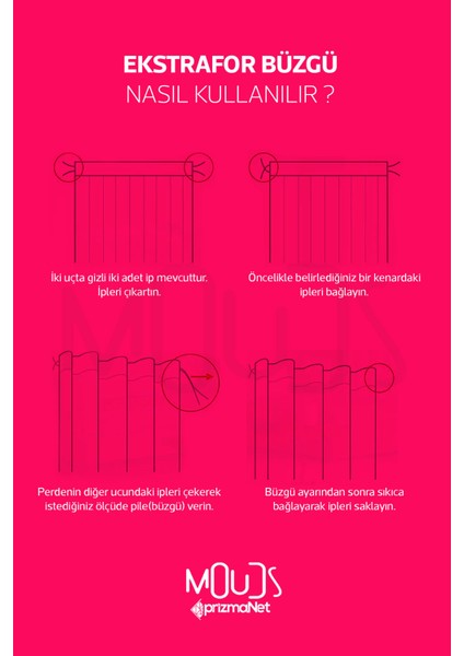 Wave Fuchsia Desenli Süet Oturma Odası Salon Fon Perde Ekstrafor Büzgü Tek Kanat PRD-1097
