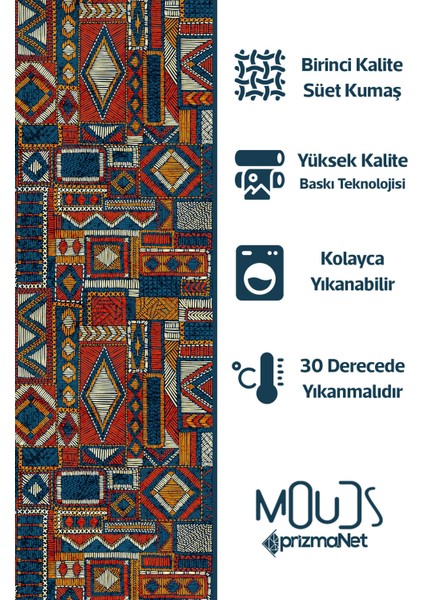 Anatolia 6 Desenli Süet Oturma Odası Salon Fon Perde Baskılı Ekstrafor Büzgü Tek Kanat PRD-1014