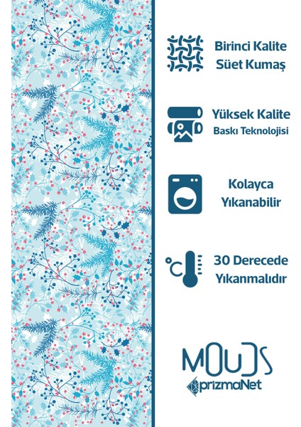 Kış Dalları Desenli Süet Oturma Odası Salon Fon Perde Baskılı Ekstrafor Büzgü Tek Kanat PRD-1024
