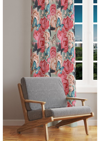 Classic Pattern 3 Desenli Süet Oturma Odası Salon Fon Perde Baskılı Ekstrafor Büzgü Tek Kanat PRD-1039