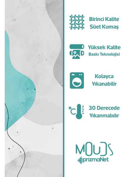 Undulation Desenli Süet Oturma Odası Salon Fon Perde Baskılı Ekstrafor Büzgü Tek Kanat PRD-1114