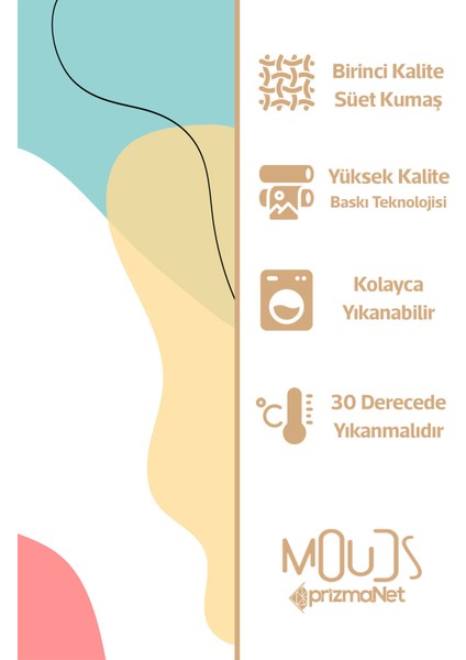 Quiet Desenli Süet Oturma Odası Salon Fon Perde Dijital Baskılı Ekstrafor Büzgü Tek Kanat PRD-1048