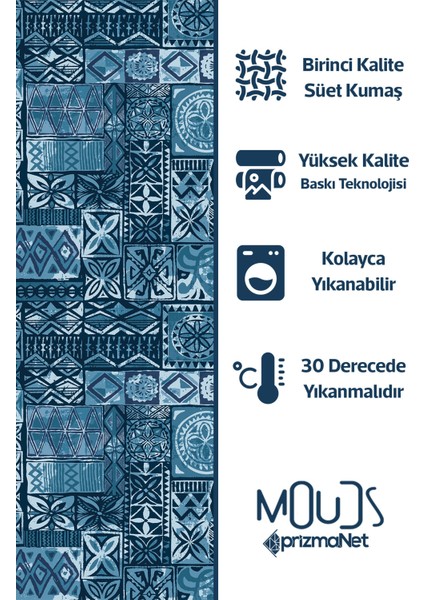 Ephesus Mosaic Desenli Süet Oturma Odası Salon Fon Perde Baskılı Ekstrafor Büzgü Tek Kanat PRD-1016