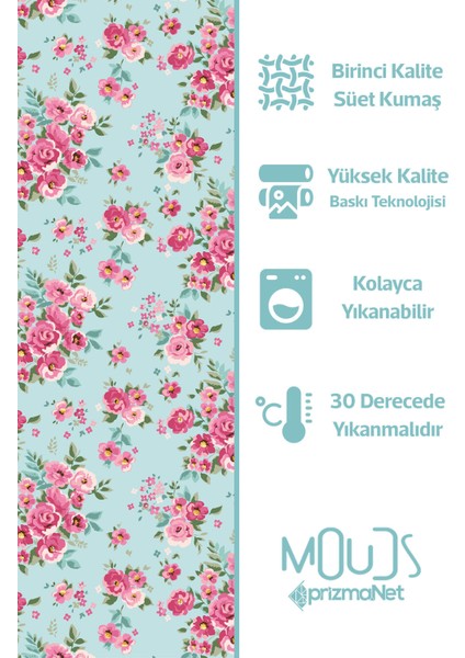Madame Spring Desenli Süet Oturma Odası Salon Fon Perde Baskılı Ekstrafor Büzgü Tek Kanat PRD-1027