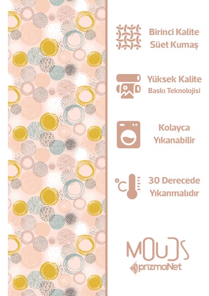 Xero Floral 1 Desenli Süet Oturma Odası Salon Fon Perde Baskılı Ekstrafor Büzgü Tek Kanat PRD-1081