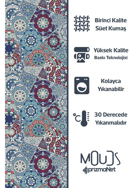 Mosque Tiles 1 Desenli Süet Oturma Odası Salon Fon Perde Ekstrafor Büzgü Tek Kanat PRD-1086