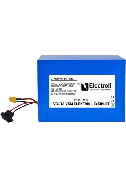 Volta Vsm 48V 24 Ah Lifepo4 (Elektrikli Bisiklet Uyumlu Akü)