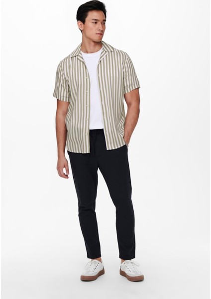 Only & Sons Onswayne Lıfe Ss Vıscose Shırt Noos 22013267 Bej