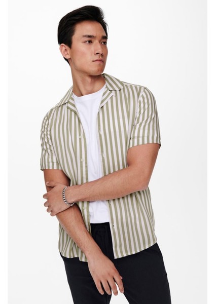 Only & Sons Onswayne Lıfe Ss Vıscose Shırt Noos 22013267 Bej fırsatları