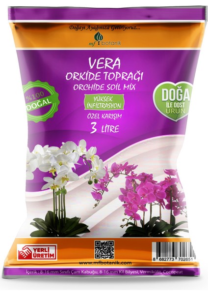 Orkide Saksı - Vera 3 Lt Orkide Toprağı - Vera-Plus Orkide Sıvı Bitki Besini 500 ml