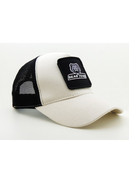 City Goat Trucker Bear TEAM-1072 Kod Logolu Unisex Beyaz-Siyah Şapka (Cap)