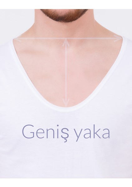 Erkek Beyaz Fanila Undershirt 100% Pamuk Penye Kısa Yarım Kol Derin ve Geniş V Yakası Uzun Boy Gömlek Altı Görünmez fiyatları