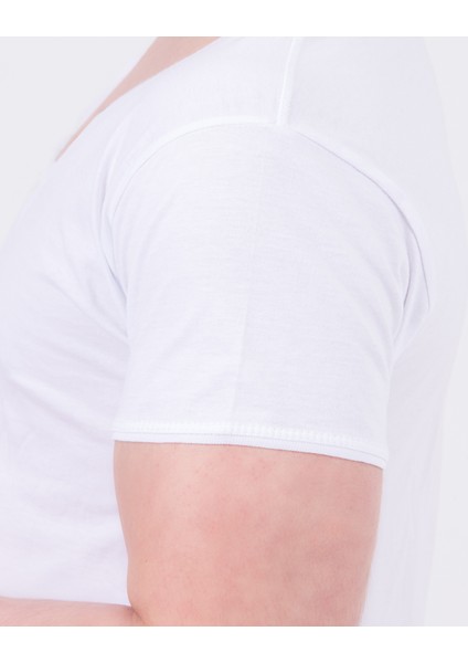 Erkek Beyaz Fanila Undershirt 100% Pamuk Penye Kısa Yarım Kol Derin ve Geniş V Yakası Uzun Boy Gömlek Altı Görünmez modelleri