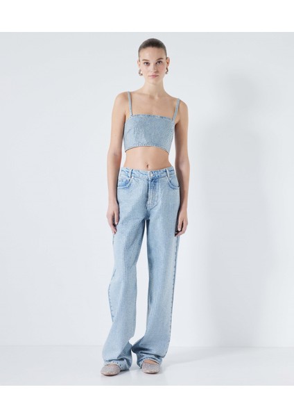 Hotfix Baskılı Denim Büstiyer fiyatları