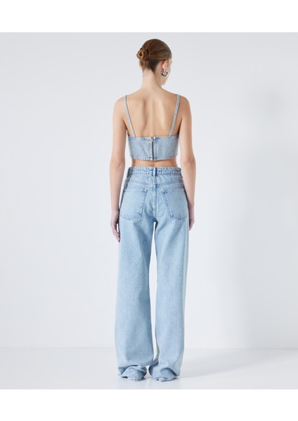 Hotfix Baskılı Denim Büstiyer fırsatları