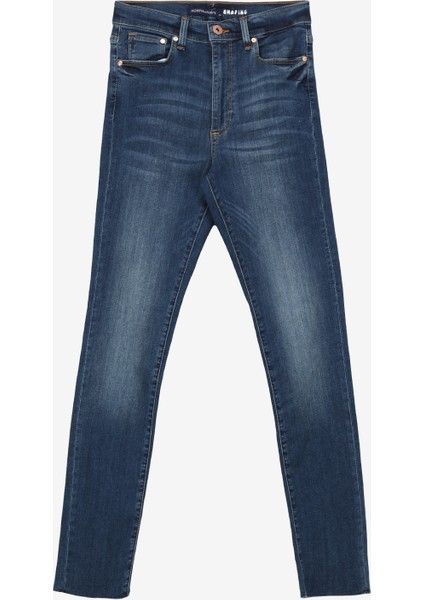 Normal Bel Skinny Paça Skinny Fit Indigo Kadın Denim Pantolon I-