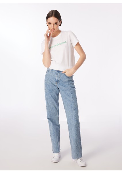 Beyaz Kadın Bisiklet Yaka Basic T-Shirt F4Sl-Tst0749 fiyatları