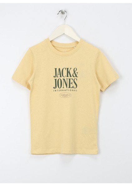 Jack & Jones Baskılı Sarı Erkek Çocuk T-Shirt Jorlucca Fastrunner1 Tee Ss Crew Jn