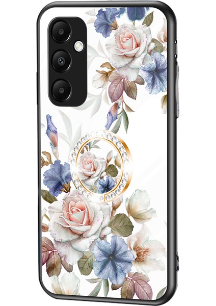 Samsung Galaxy A35 5g Temperli Cam Yüzük Kickstand Çiçek Çalı Telefon Kılıfı (Yurt Dışından)