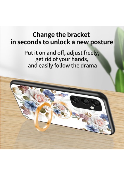 Samsung Galaxy A35 5g Temperli Cam Yüzük Kickstand Çiçek Çalı Telefon Kılıfı (Yurt Dışından)