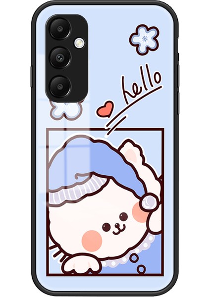 Samsung Galaxy A35 5g Karikatür Hayvan Desenli Temperli Cam Mavi Telefon Kılıfı (Yurt Dışından)