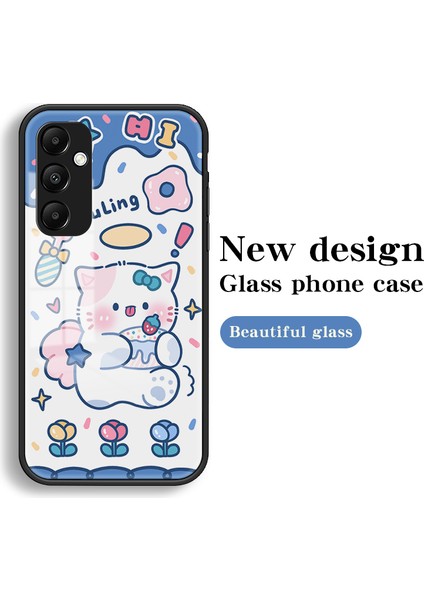 Samsung Galaxy A35 5g Karikatür Hayvan Desenli Temperli Cam Mavi Telefon Kılıfı (Yurt Dışından) fiyatları