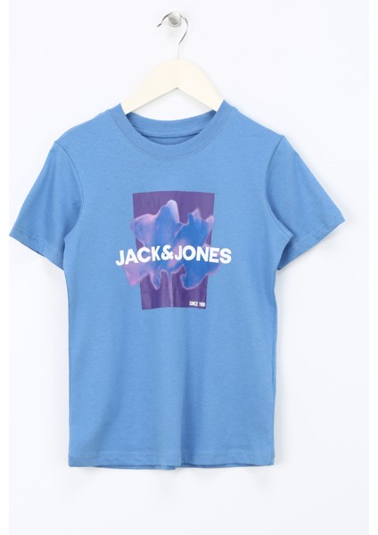 Jack & Jones Baskılı Mavi Erkek Çocuk T-Shirt Jcoflorals Tee Fst Jnr