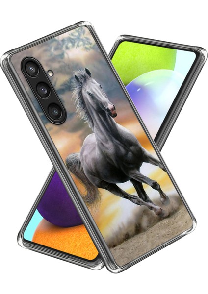 Samsung Galaxy S24 Tpu Çizilmez Desen Baskılı Koşan At Telefon Kılıfı (Yurt Dışından)