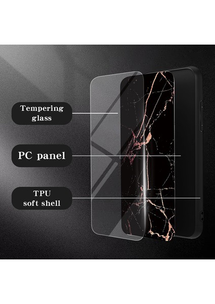 Samsung Galaxy A55 5g Temperli Cam Arka Kasa Mermer Desenli Telefon Kapağı-Altın Siyah Mermer (Yurt Dışından) fiyatları
