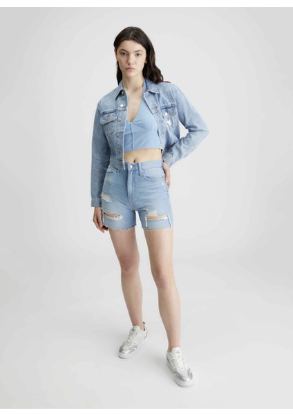 Yüksek Bel Normal Açık Mavi Kadın Denim Şort J20J2228031AA