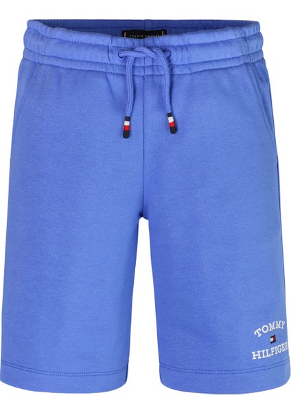 Lastikli Bel Normal Mavi Erkek Şort Th Logo Sweatshorts