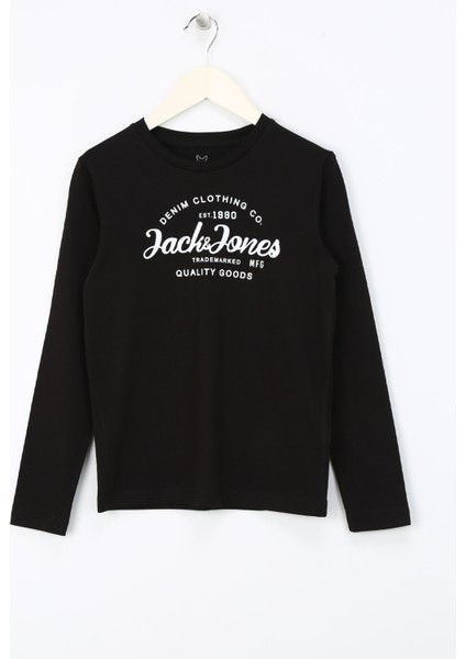 Baskılı Siyah Erkek Çocuk T-Shirt Jjforest Tee Ls Crew Neck Jnr