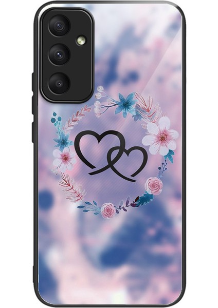 Samsung Galaxy A55 5g Telefon Kılıfı Temperli Cam Arka Kapak Desenli Tasarım-Kalpten Kalbe/çiçek (Yurt Dışından)