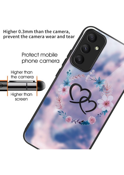 Samsung Galaxy A55 5g Telefon Kılıfı Temperli Cam Arka Kapak Desenli Tasarım-Kalpten Kalbe/çiçek (Yurt Dışından)