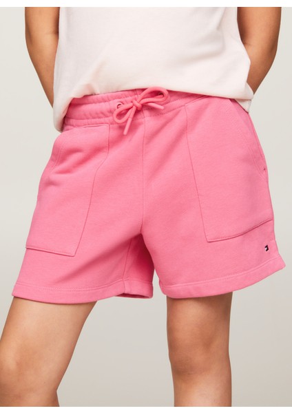 Tommy Hilfiger Lastikli Bel Normal Pembe Kadın Şort Essentıal Shorts