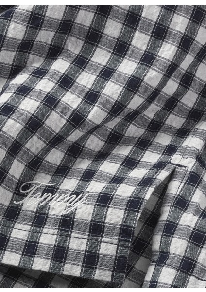 Lastikli Bel Normal Mavi Kadın Şort Tjw Gıngham Seersucker Short fiyatları