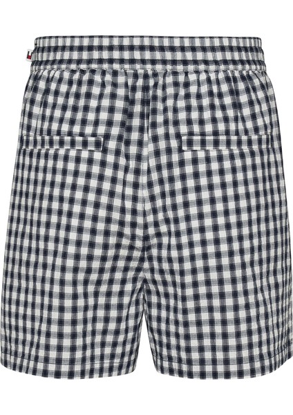 Lastikli Bel Normal Mavi Kadın Şort Tjw Gıngham Seersucker Short modelleri