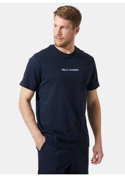 Lacivert Erkek Bisiklet Yaka Baskılı T-Shirt HHA.53532_CORE