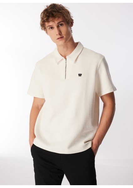Kırık Beyaz Erkek Polo T-Shirt W7Nq2052861Y Fermuarlı Polo T-Shirt modelleri