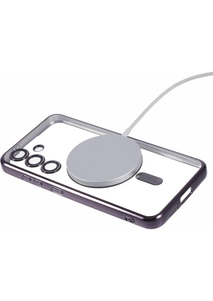 Samsung Galaxy S24+ Manyetik Elektro Kaplama Tam Lens KorumasıMor Telefon Kılıfı (Yurt Dışından)