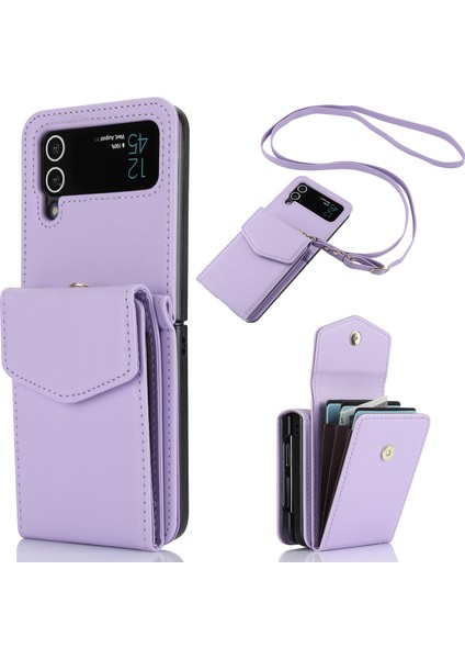 Samsung Galaxy Z Flip3 5g Rfıd Engelleme Kılıfı Kart Sahibi Telefon Kılıfı Askılı-Açık Mor (Yurt Dışından)
