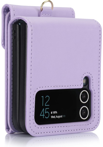 Samsung Galaxy Z Flip3 5g Rfıd Engelleme Kılıfı Kart Sahibi Telefon Kılıfı Askılı-Açık Mor (Yurt Dışından)