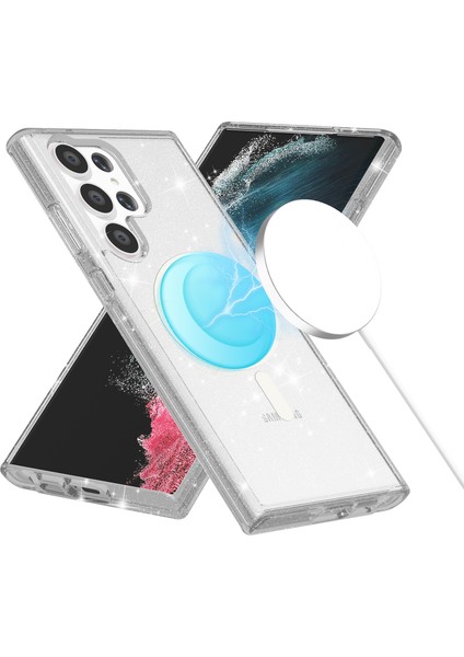 Samsung Galaxy S24 Ultra Manyetik Simli Sert Pc+Yumuşak Tpu Arka Telefon Kılıfı (Yurt Dışından) fiyatları