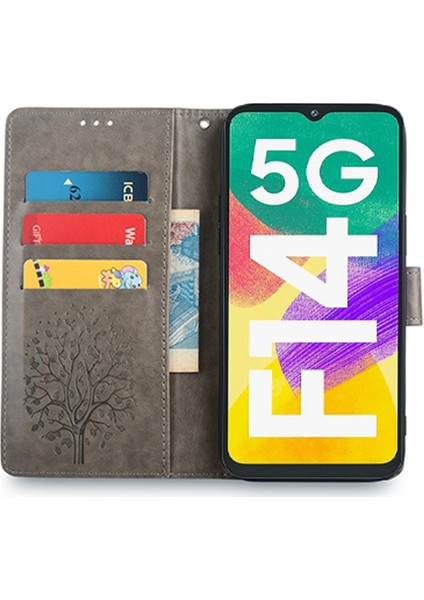 Samsung Galaxy F14 5g Baskılı Geyik Ağacı Desenli Koruyucu Bilek KayışlıGri Telefon Kılıfı (Yurt Dışından) fiyatları