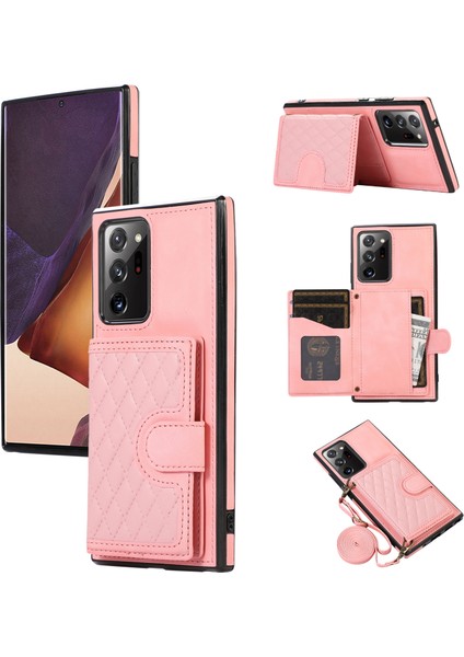 Samsung Galaxy NOTE20 Ultra 5G/NOTE20 Ultra Omuz Kart Tpu + Pu Deri Altın Telefon Kılıfı (Yurt Dışından)