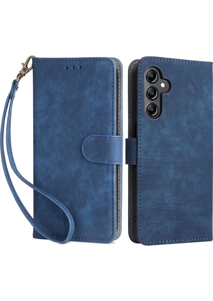 Samsung Galaxy A15 5g/4g Kılıf Için Rfıd Engelleme Telefon Standı Kapaklı Kart Kılıfı El Kayışı-Mavi (Yurt Dışından)