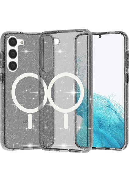 Samsung Galaxy S24+ Manyetik Işıltılı Toz Çizilmeye Dayanıklı Sert Pc+Tpu Telefon Kılıfı (Yurt Dışından)