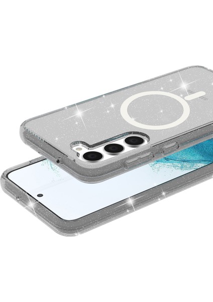 Samsung Galaxy S24+ Manyetik Işıltılı Toz Çizilmeye Dayanıklı Sert Pc+Tpu Telefon Kılıfı (Yurt Dışından)