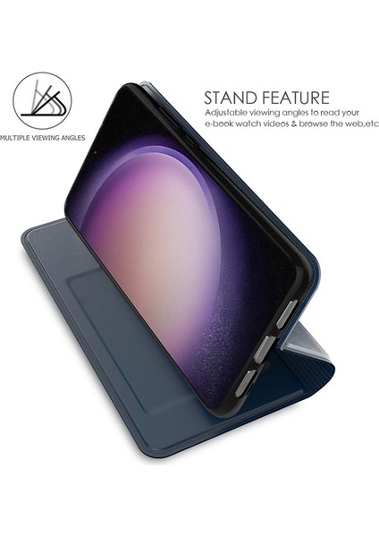 Samsung Galaxy S24+ Kart Tutucu Pu Deri Çizilmez Cep u Standlı Mavi Telefon Kılıfı (Yurt Dışından)