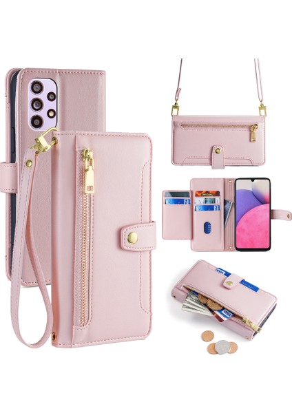 Samsung Galaxy A33 5g Fermuarlı Cep Standlı Omuz Askılı Telefon Kılıfı (Yurt Dışından)